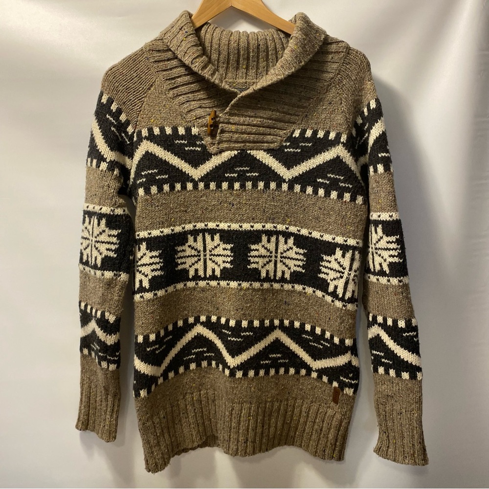 Sz S- Men Roots Brown and Black Knitted Sweater